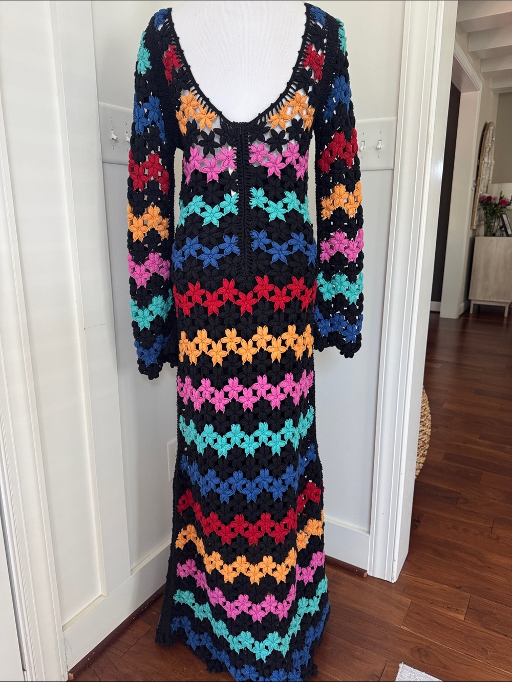 Alex Of Bohemia Crochet Knit Multicolor Dress Size S - Picture 2 of 14